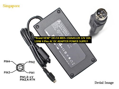 *Brand NEW*AC DC ADAPTER DELTA 12V 10A AC100-240V 50/60Hz 120W MDS-150AAS12B 4 Pins POWER SUPPLY